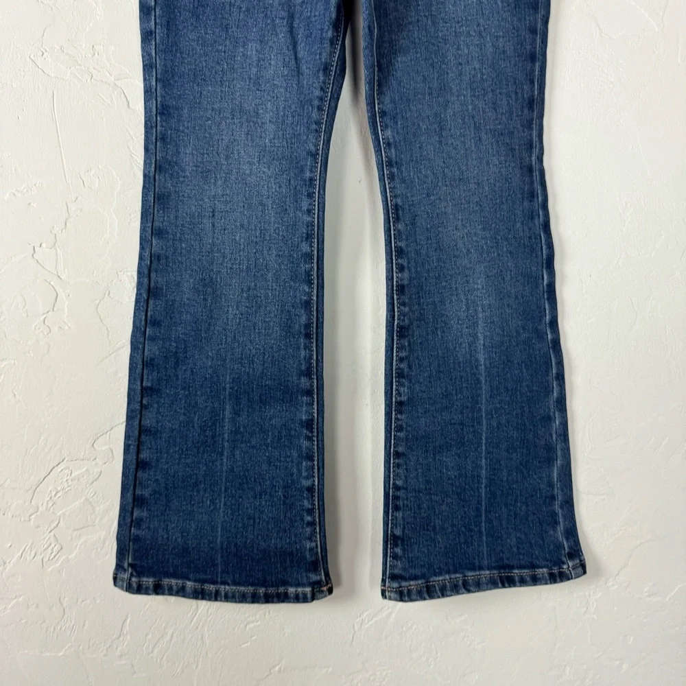 Old Navy Jeans Denim High Rise Flare Built in Tough‎ Dark Wash Blue Solid Cotton